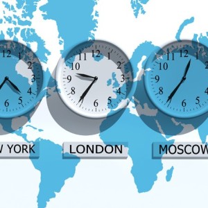 Timezone clocks showing different time